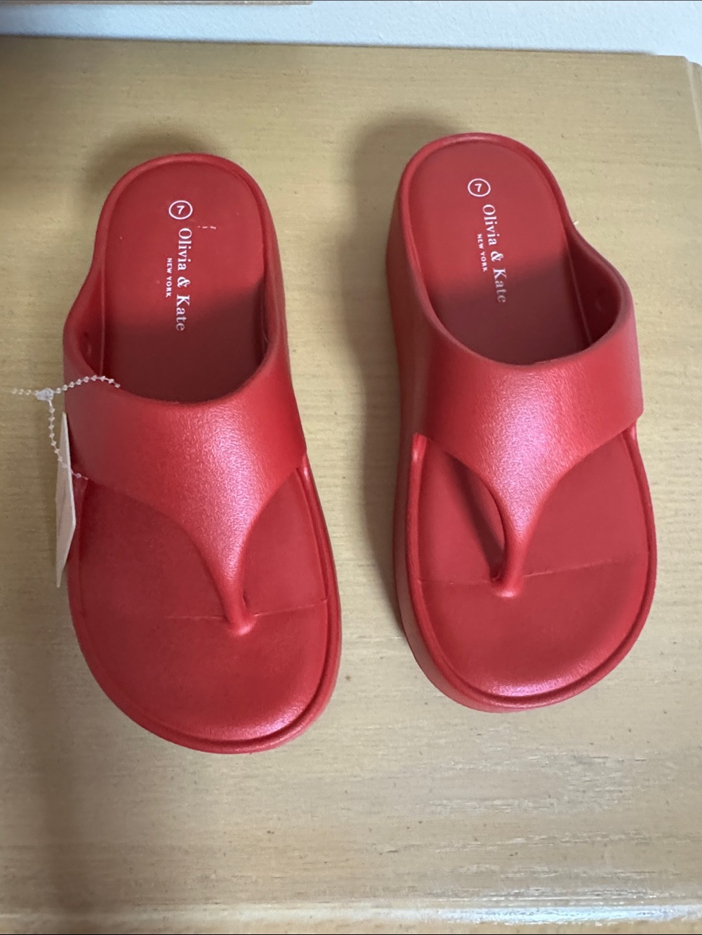 Olivia & Kate Red Platform Thong Sandals